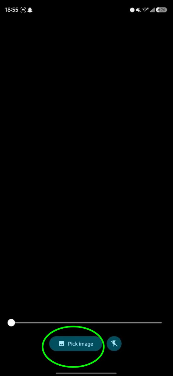 Thijooree QR scanner with the Pick image button highlighted